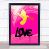 Love Pink Neon Marble Effect Dove Wall Art Print