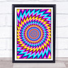 Psychedelic Yellow Purple Blue Spiral Zigzag Wall Art Print