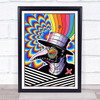 Psychedelic Hippie Rainbow Man Crow Wall Art Print