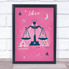 Libra Zodiac Star Sign Symbol Fuchsia Pink Wall Art Print