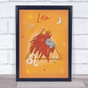 Leo Zodiac Star Sign Symbol Orange Wall Art Print