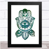 Boho Teal Blue Watercolour Hamsa Wall Art Print