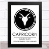 Zodiac Star Sign White & Black Element Capricorn Wall Art Print