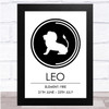 Zodiac Star Sign White & Black Element Leo Wall Art Print