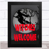 Spooky Halloween Witch Welcome Grey And Red Wall Art Print