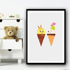 Cute Ice-cream Wink Friend Yellow Wall Art Print