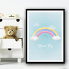 Cute Rainbow Pastel Clouds Dream Big Wall Art Print