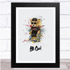 Teddy bear With Skateboard Be Cool Watercolour Splatter Wall Art Print