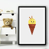 Yellow Cute Ice-cream Cartoon Simple Wall Art Print