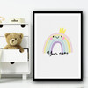 Smiling Rainbow Pastel Colours Crown Personalised Wall Art Print