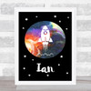 Space Stars Watercolour Galaxy Any Name Personalised Wall Art Print