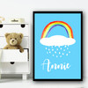 Watercolour Rainbow Cloud Rains Any Name Personalised Wall Art Print