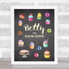 Chalk Cakes Baking Queen Any Name Personalised Wall Art Print