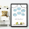 Clouds And Cartoon Houses Who Lives Here Any Name Personalised Wall Art Print
