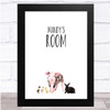 Cute Animals Piglet Any Names Room Personalised Wall Art Print