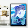Dolphin Watercolour Any Name Personalised Wall Art Print