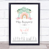 Floral Rainbow Change The World Personalised Teacher Thankyou Wall Art Print