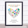 Teacher Love Learning School Elements Heart Personalised Wall Art Print