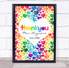 Thank You Teacher Rainbow Hearts Scattered Personalised Wall Art Print