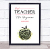 Abstract Botanical Apple Best Teacher Personalised Wall Art Print