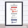God Save Our Queen Crown And Banners Wall Art Print