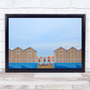 Beach Huts Maritime Parasol Holiday Vacation Coastal Wall Art Print