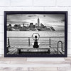 Momentum NYC Hudson Bridge Boat Meditation Person River Ship Wall Art Print