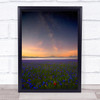 Night Flowers Sky Galaxy Stars Milky Way Sunset Field Meadow Wall Art Print