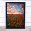 Poppy field in Sweden Countryside Sky Wall Art Print