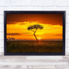 Primordial Africa Lonely Tree Orange Gold Golden African Sun Wall Art Print