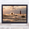 Raging Lake Lighthouse Pier Jetty Bridge Sea Ocean Water Waves Wave Art Print