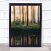 Reflection in the foggy forest Trunks Water Woods Wall Art Print