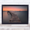 River Sunset Pier Abandoned Water Travel Pole Stick Perspective Art Print