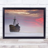 Shipwreck Sunrise Sea Ocean Rust Decay Broken Abandon Art Print