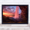 The Burning Falls Waterfall Water River Creek Sunset Cliff Rock Art Print