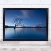 Wanaka Twilight Tree Lake New Zealand Lonely Wall Art Print