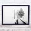 White Tree Gate Road Tracks Way Pole Snow Wall Art Print