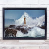 Wild sea Sea Santander Sardinero Island Lighthouse Cantabric Wall Art Print