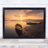 Z Lake Russia Boat Sunset Mountains Wall Art Print