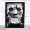 Tribal Beauty Ethiopia People Face Painted Painting Lip Ring Wall Art Print