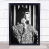 Woman Retro Attitude Elegance Smoke Fashion Brunette Outdoor Wall Art Print