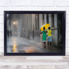 Yellow Umbrella Street Rain Shower People Havana Cuba Walk Wall Art Print