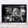 Young Bushmen Woman Street Namibia Na Hands Face Eyes Hair Wall Art Print