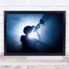 Trumpet Player Concert Music Live Silhouette Blue Bergen Light Wall Art Print