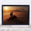Iceland Glacier Snow Sun Action Speed Motion Snowmobile Wall Art Print