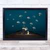 Dreams Surreal Night Person Lying Umbrella Floating Float Wall Art Print