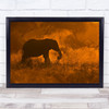 Golden Elephant Africa Environment Giant Safari Silhouette Sunrise Art Print