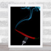 Hot Bite Chili Chilli Incense Smoke Fork Conceptual Kitchen Wall Art Print