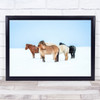 Multiple Horses in snow blue sky Wall Art Print