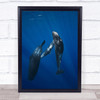 Sperm Whale Family Sperm whale Pod Calf Underwater Cetacean Sea Wall Art Print